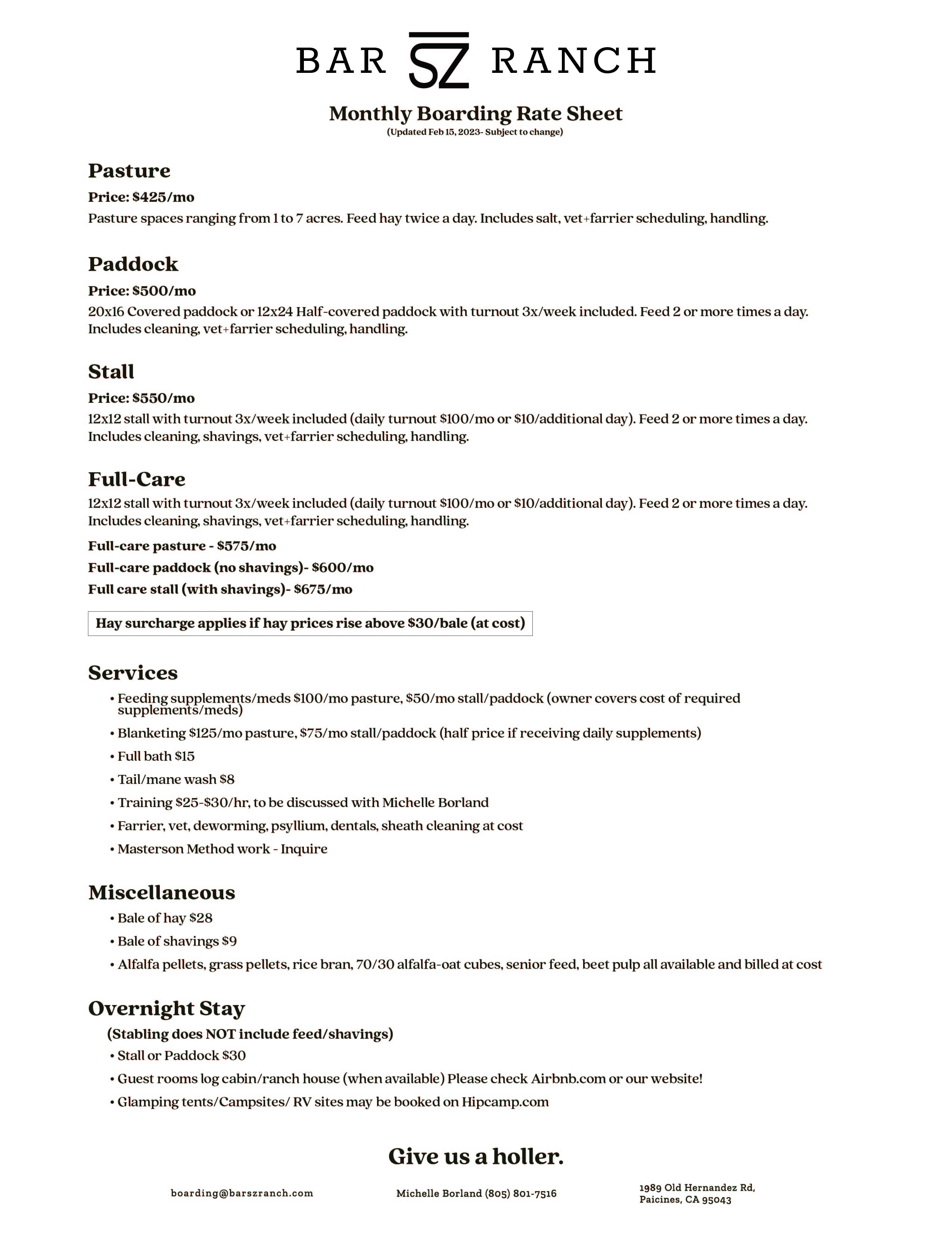 Horse Boarding in California Bar SZ Ranch